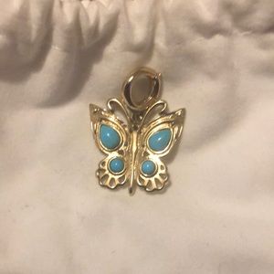 Sleeping Beauty Turquoise Butterfly Brass Charm